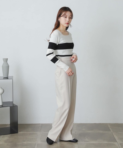 SENSE OF PLACE by URBAN RESEARCH（センスオブプレイスバイアーバンリサーチ）の「スクエアネックコンパクトセーター（ニット/セーター・レディース・ブラック/アイボリー/オレンジ/ホワイト系その他/ブルー/ピンクベージュ・ONE）」の21枚目の写真