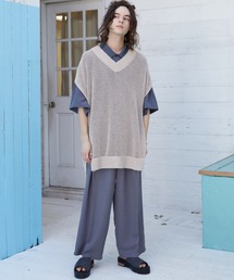 High slit see through knit vest/ハイスリットシースルーニットベスト