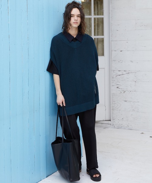 CASPER JOHN(キャスパージョン)の「High slit see through knit vest/ハイスリットシースルーニットベスト(ベスト・メンズ・ブラック/グリーン/グレイッシュベージュ・SMALL/MEDIUM/LARGE)」の20枚目の写真