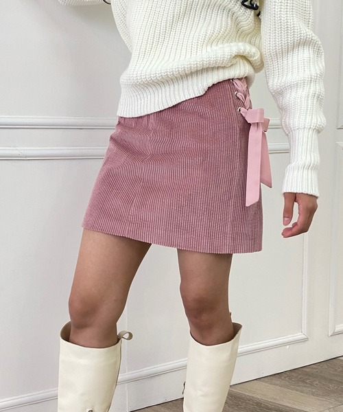 lissi Boutique（リージーブティック）の「【lissi Boutique】サイトリボンミニスカート（スカート・レディース・ピンク/ベージュ・SMALL/MEDIUM）」の5枚目の写真