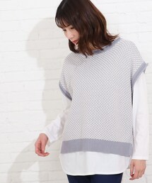 SHOO・LA・RUE | 【2点セット】配色ニットベスト+ロンT(その他トップス)