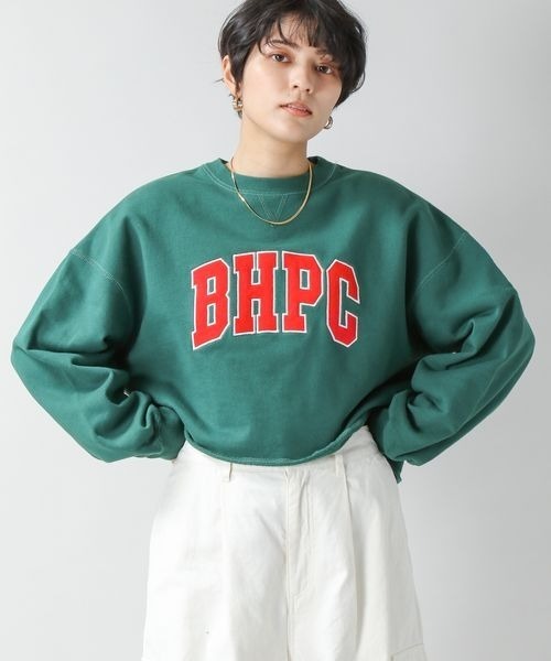 BEVERLY HILLS POLO CLUB(ビバリーヒルズポロクラブ)の「【Beverlyhill's POLO CLUB】アップリケロゴスウェットクルー/258185(スウェット・レディース・ホワイト/グリーン・FREE)」の1枚目の写真