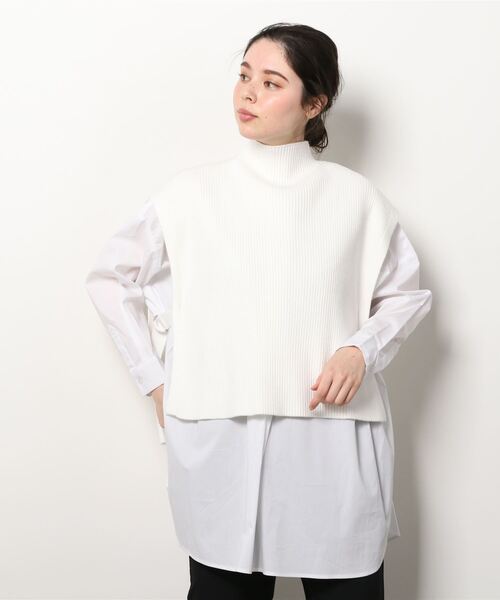 RAWLIFE(ロウライフ)の「SUGAR ROSE/シュガー ローズ/ニットベスト+ビッグシャツセット(シャツ/ブラウス・レディース・ブラック/オフホワイト・FREE)」の11枚目の写真