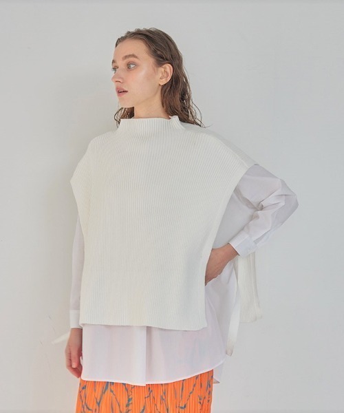 RAWLIFE(ロウライフ)の「SUGAR ROSE/シュガー ローズ/ニットベスト+ビッグシャツセット(シャツ/ブラウス・レディース・ブラック/オフホワイト・FREE)」の6枚目の写真