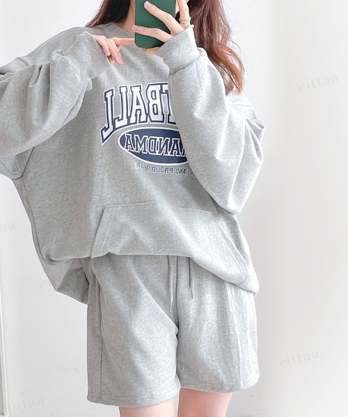 Dalfwin（ダールフィン）の「SOFTBALLプリントスウェット上下セットアップルームウェア（ルームウェア/パジャマ・レディース・ベージュ/グレー/ブルー・FREE）」の9枚目の写真