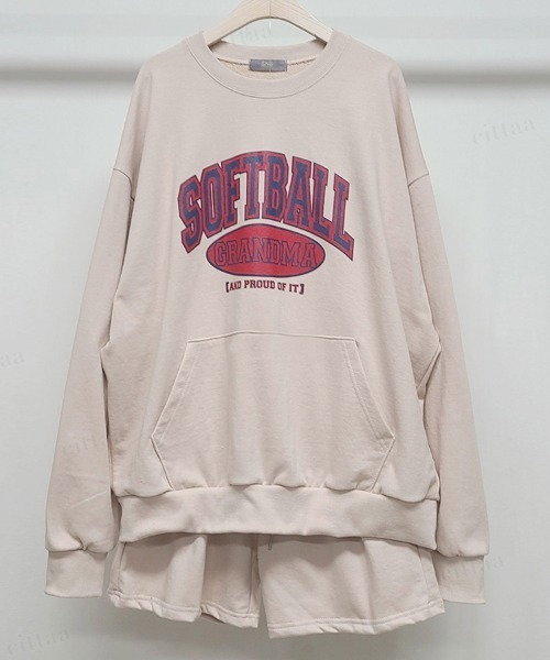 Dalfwin（ダールフィン）の「SOFTBALLプリントスウェット上下セットアップルームウェア（ルームウェア/パジャマ・レディース・ベージュ/グレー/ブルー・FREE）」の16枚目の写真