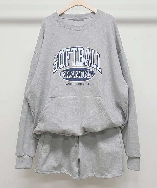 Dalfwin（ダールフィン）の「SOFTBALLプリントスウェット上下セットアップルームウェア（ルームウェア/パジャマ・レディース・ベージュ/グレー/ブルー・FREE）」の12枚目の写真