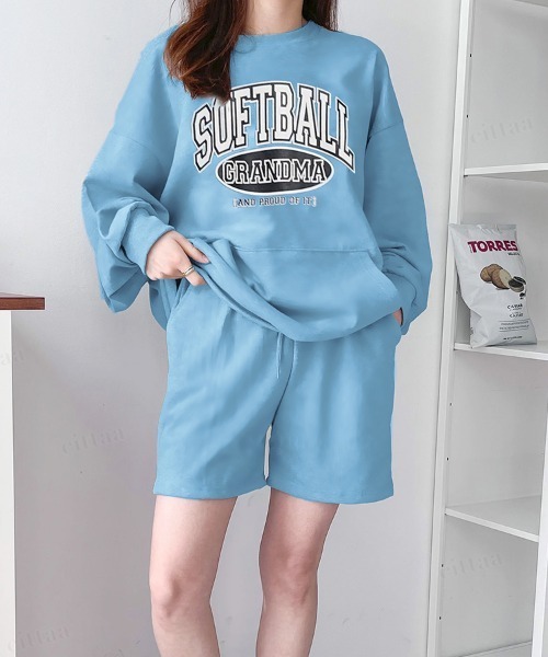 Dalfwin（ダールフィン）の「SOFTBALLプリントスウェット上下セットアップルームウェア（ルームウェア/パジャマ・レディース・ベージュ/グレー/ブルー・FREE）」の17枚目の写真