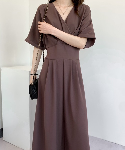 ❤️極美品❤️バビロン✨カシュクール　ロング　ワンピース　ベルト付き　Aライン Diosfront（ディオスフロント）の「麻ライクカシュクールAライン