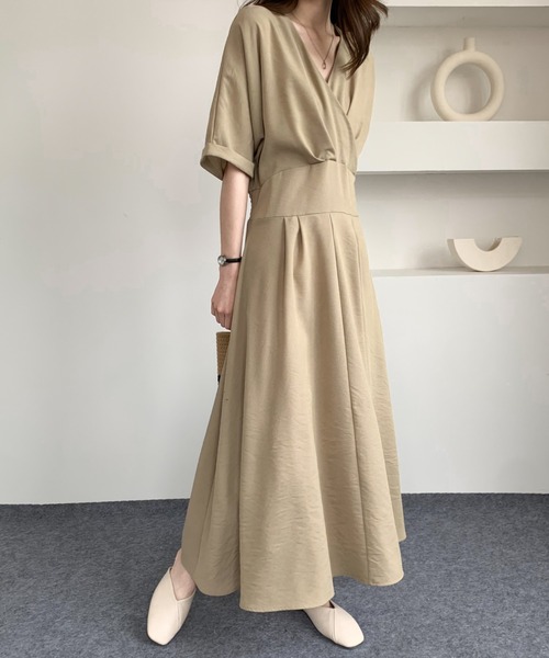 Diosfront(ディオスフロント)の「麻ライクカシュクールAラインロングワンピース(ワンピース・レディース・ブラック/ブラウン/グリーン/ブルーグレー/ベージュ・FREE)」の20枚目の写真
