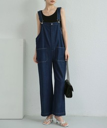 ビッグシルエット サロペットワイドデニムパンツ