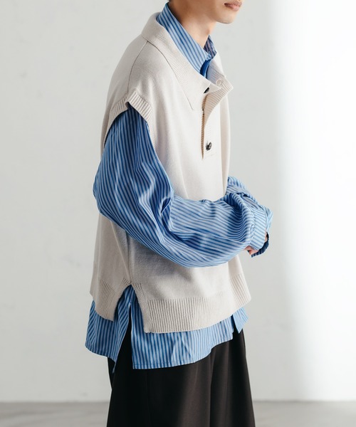 epnok（エプノック）の「ニットポロベスト（ベスト・メンズ・チャコールグレー/アイボリー/モカ・LARGE/MEDIUM/SMALL）」の19枚目の写真