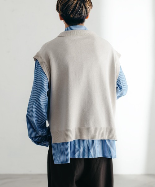 epnok（エプノック）の「ニットポロベスト（ベスト・メンズ・チャコールグレー/アイボリー/モカ・LARGE/MEDIUM/SMALL）」の20枚目の写真