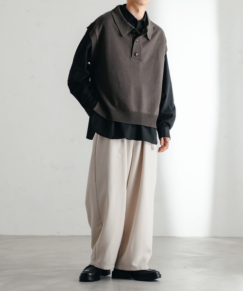 epnok（エプノック）の「ニットポロベスト（ベスト・メンズ・チャコールグレー/アイボリー/モカ・LARGE/MEDIUM/SMALL）」の7枚目の写真