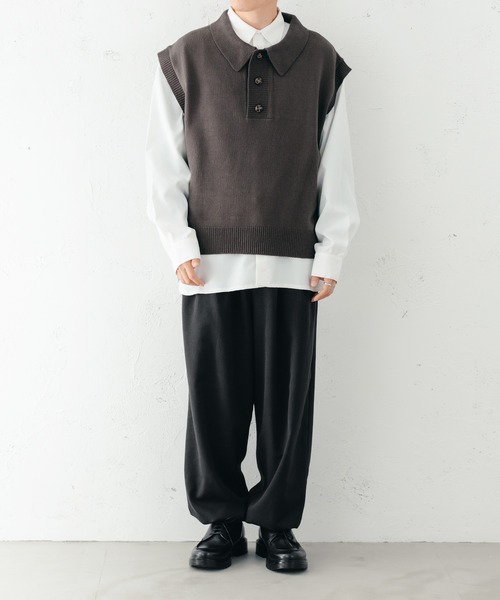 epnok（エプノック）の「ニットポロベスト（ベスト・メンズ・チャコールグレー/アイボリー/モカ・LARGE/MEDIUM/SMALL）」の11枚目の写真