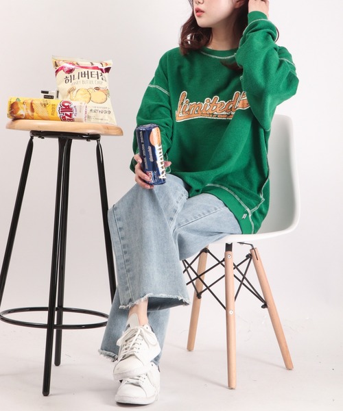 Limited Line Naive Magic(リミテッドラインナイーブマジック)の「裏毛ベースボールロゴ ルーズビッグスウェット(スウェット・メンズ・グリーン/ホワイト/その他1/アッシュグレー/ブルー/その他/チャコールグレー・L/M)」の15枚目の写真