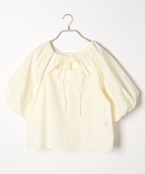 Heather（ヘザー）の「オープンネックブラウス（5分袖）　276362（シャツ/ブラウス・レディース・チャコールグレー/オレンジ/オフホワイト・FREE）」の4枚目の写真