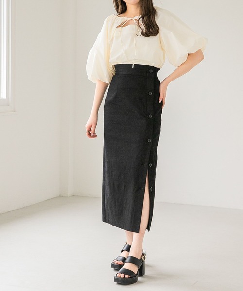 Heather（ヘザー）の「オープンネックブラウス（5分袖）　276362（シャツ/ブラウス・レディース・チャコールグレー/オレンジ/オフホワイト・FREE）」の17枚目の写真