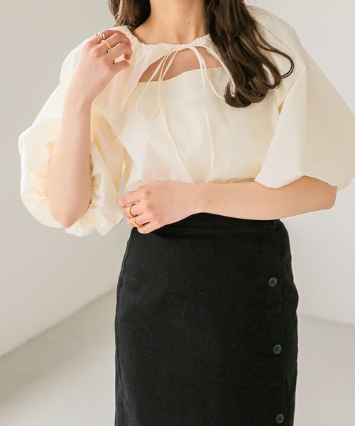 Heather（ヘザー）の「オープンネックブラウス（5分袖）　276362（シャツ/ブラウス・レディース・チャコールグレー/オレンジ/オフホワイト・FREE）」の18枚目の写真