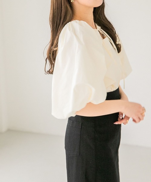 Heather（ヘザー）の「オープンネックブラウス（5分袖）　276362（シャツ/ブラウス・レディース・チャコールグレー/オレンジ/オフホワイト・FREE）」の19枚目の写真