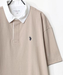 U.S. POLO ASSN./ユーエスポロアッスン オーバーサイズ ロゴ ワンポイント刺繍 半袖ラガーシャツ/レディース メンズ