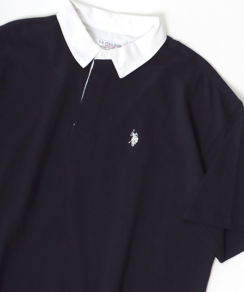 U.S. POLO ASSN.(ユーエスポロアッスン)の「U.S. POLO ASSN./ユーエスポロアッスン オーバーサイズ ロゴ ワンポイント刺繍 半袖ラガーシャツ/レディース メンズ(ポロシャツ・メンズ・ブラック/ダークグリーン/ベージュ/ネイビー・LL/M/L)」の12枚目の写真