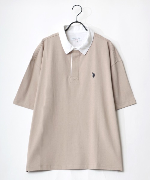 U.S. POLO ASSN.(ユーエスポロアッスン)の「U.S. POLO ASSN./ユーエスポロアッスン オーバーサイズ ロゴ ワンポイント刺繍 半袖ラガーシャツ/レディース メンズ(ポロシャツ・メンズ・ブラック/ダークグリーン/ベージュ/ネイビー・LL/M/L)」の6枚目の写真