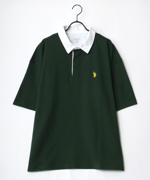 U.S. POLO ASSN.(ユーエスポロアッスン)の「U.S. POLO ASSN./ユーエスポロアッスン オーバーサイズ ロゴ ワンポイント刺繍 半袖ラガーシャツ/レディース メンズ(ポロシャツ・メンズ・ブラック/ダークグリーン/ベージュ/ネイビー・LL/M/L)」の7枚目の写真