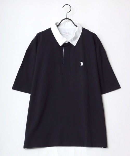 U.S. POLO ASSN.(ユーエスポロアッスン)の「U.S. POLO ASSN./ユーエスポロアッスン オーバーサイズ ロゴ ワンポイント刺繍 半袖ラガーシャツ/レディース メンズ(ポロシャツ・メンズ・ブラック/ダークグリーン/ベージュ/ネイビー・LL/M/L)」の8枚目の写真