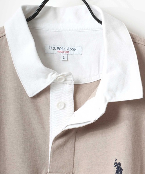 U.S. POLO ASSN.(ユーエスポロアッスン)の「U.S. POLO ASSN./ユーエスポロアッスン オーバーサイズ ロゴ ワンポイント刺繍 半袖ラガーシャツ/レディース メンズ(ポロシャツ・メンズ・ブラック/ダークグリーン/ベージュ/ネイビー・LL/M/L)」の15枚目の写真