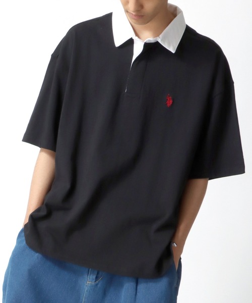 U.S. POLO ASSN.(ユーエスポロアッスン)の「U.S. POLO ASSN./ユーエスポロアッスン オーバーサイズ ロゴ ワンポイント刺繍 半袖ラガーシャツ/レディース メンズ(ポロシャツ・メンズ・ブラック/ダークグリーン/ベージュ/ネイビー・LL/M/L)」の19枚目の写真