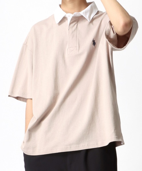 U.S. POLO ASSN.(ユーエスポロアッスン)の「U.S. POLO ASSN./ユーエスポロアッスン オーバーサイズ ロゴ ワンポイント刺繍 半袖ラガーシャツ/レディース メンズ(ポロシャツ・メンズ・ブラック/ダークグリーン/ベージュ/ネイビー・LL/M/L)」の21枚目の写真