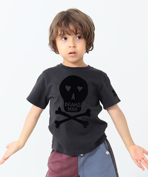 BEAMS mini（ビームスミニ）の「BEAMS mini / スカルフロッキー Tシャツ 22S (90～150㎝)（Tシャツ/カットソー・キッズ・オフホワイト/チャコールグレー・100/90/140/130/110/150/120）」の2枚目の写真