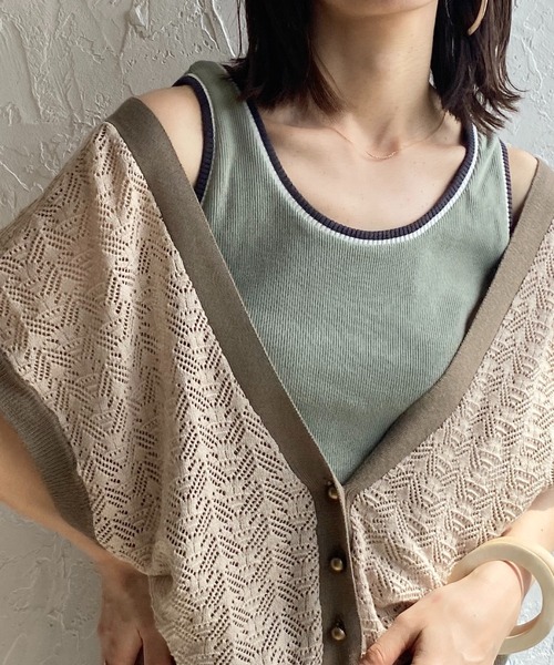 She's Closet(シーズクローゼット)の「配色ラインリブアメスリタンクトップコットンインナートップス(タンクトップ・レディース・ブラック/オレンジ/グリーン/アイボリー・FREE)」の4枚目の写真
