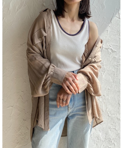 She's Closet(シーズクローゼット)の「配色ラインリブアメスリタンクトップコットンインナートップス(タンクトップ・レディース・ブラック/オレンジ/グリーン/アイボリー・FREE)」の5枚目の写真