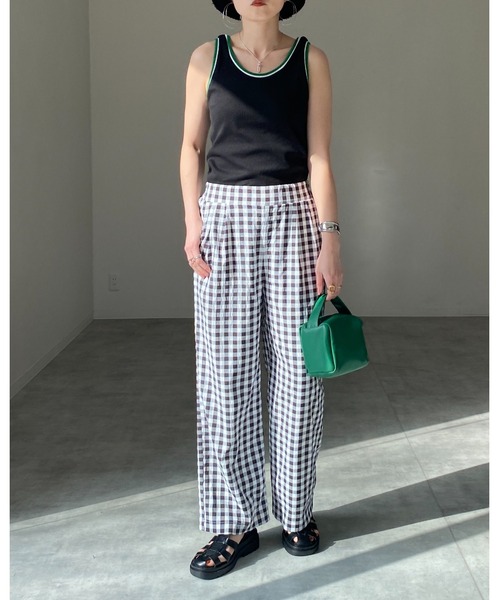 She's Closet(シーズクローゼット)の「配色ラインリブアメスリタンクトップコットンインナートップス(タンクトップ・レディース・ブラック/オレンジ/グリーン/アイボリー・FREE)」の11枚目の写真