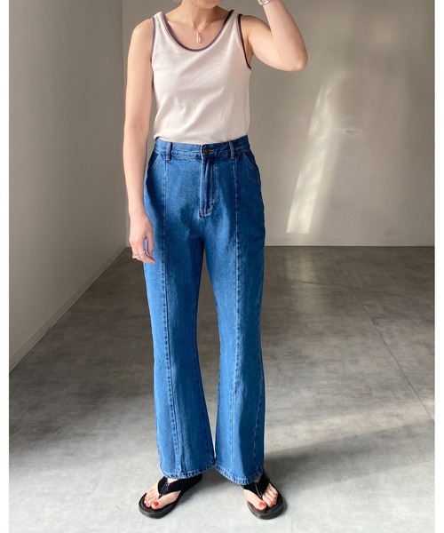 She's Closet(シーズクローゼット)の「配色ラインリブアメスリタンクトップコットンインナートップス(タンクトップ・レディース・ブラック/オレンジ/グリーン/アイボリー・FREE)」の13枚目の写真