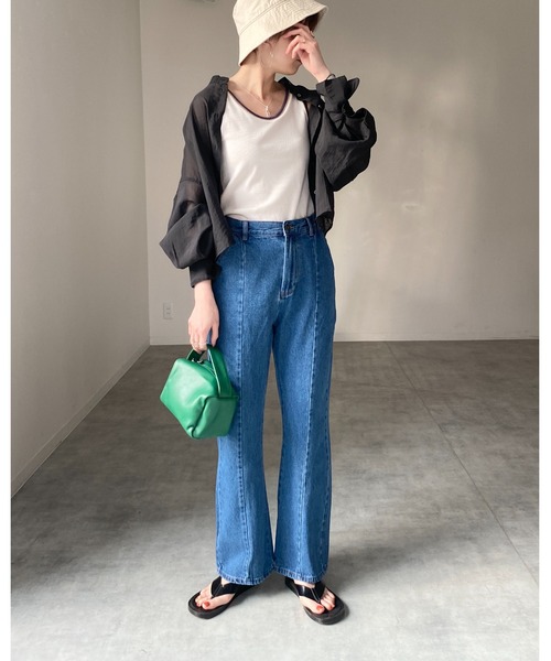 She's Closet(シーズクローゼット)の「配色ラインリブアメスリタンクトップコットンインナートップス(タンクトップ・レディース・ブラック/オレンジ/グリーン/アイボリー・FREE)」の15枚目の写真
