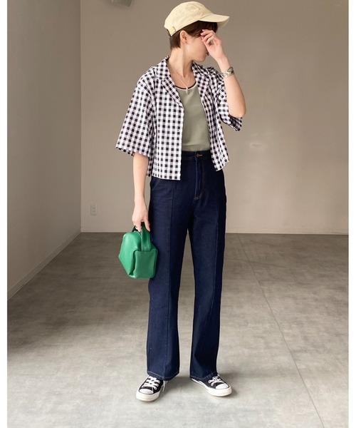 She's Closet(シーズクローゼット)の「配色ラインリブアメスリタンクトップコットンインナートップス(タンクトップ・レディース・ブラック/オレンジ/グリーン/アイボリー・FREE)」の19枚目の写真