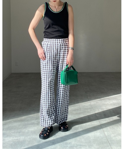 She's Closet(シーズクローゼット)の「配色ラインリブアメスリタンクトップコットンインナートップス(タンクトップ・レディース・ブラック/オレンジ/グリーン/アイボリー・FREE)」の21枚目の写真