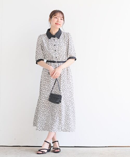 rps（アールピーエス）の「ベルト付きプリントＨＳクレリックワンピース（ワンピース・レディース・ブラック/オフホワイト/グリーン・M）」の4枚目の写真