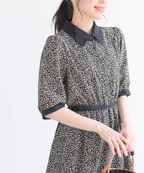 rps（アールピーエス）の「ベルト付きプリントＨＳクレリックワンピース（ワンピース・レディース・ブラック/オフホワイト/グリーン・M）」の16枚目の写真