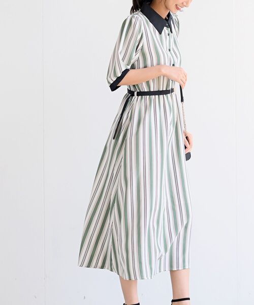 rps（アールピーエス）の「ベルト付きプリントＨＳクレリックワンピース（ワンピース・レディース・ブラック/オフホワイト/グリーン・M）」の21枚目の写真