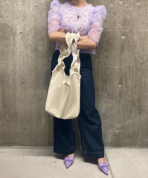 Casselini（キャセリーニ）の「フェイクレザーフリルエコバッグ（エコバッグ/サブバッグ・レディース・アイボリー/ブラック・FREE）」の13枚目の写真