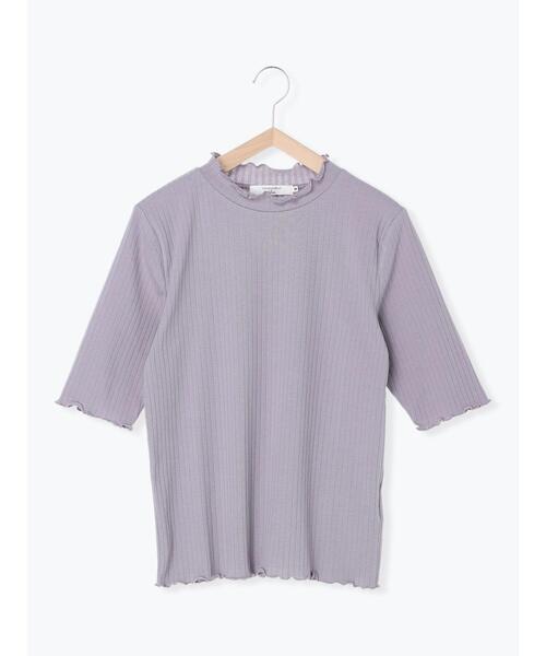 Samansa Mos2 blue(サマンサモスモスブルー)の「メロウテレコTシャツ(Tシャツ/カットソー・レディース・ブラック/オフホワイト/グリーン/パープル・LARGE/MEDIUM)」の4枚目の写真