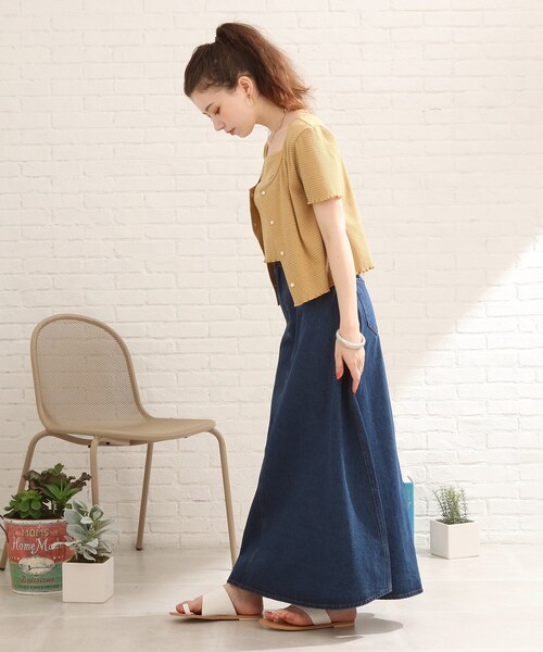 Cutie Blonde（キューティーブロンド）の「◆【S-L/2点セット】カラーボーダー半袖アンサンブル（アンサンブル・レディース・キャメル/ライトグリーン系2/イエロー系2/ホワイト系5/グリーン/ブラック・01/02/03）」の8枚目の写真