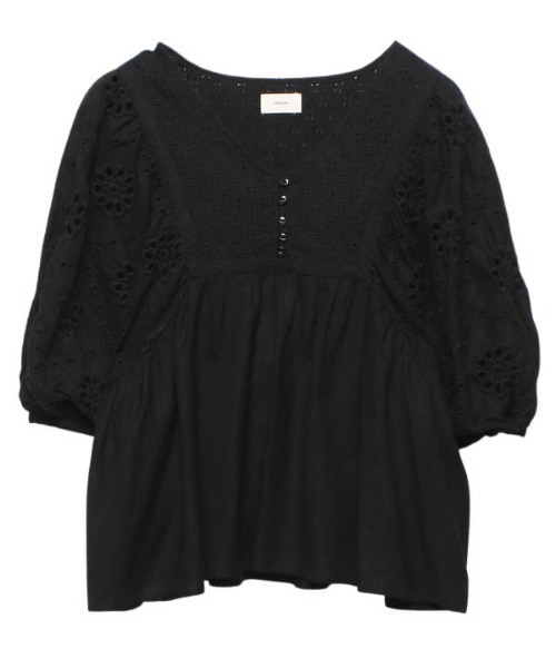 CREDONA（クレドナ）の「コンビレースフレアBL（シャツ/ブラウス・レディース・オフホワイト/ブラック・FREE）」の21枚目の写真