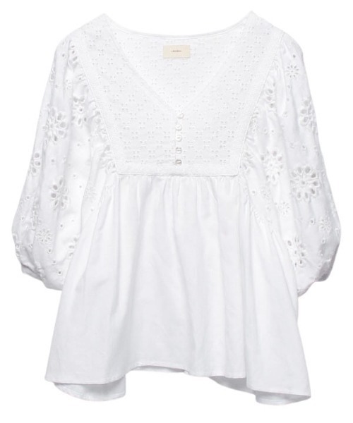 CREDONA（クレドナ）の「コンビレースフレアBL（シャツ/ブラウス・レディース・オフホワイト/ブラック・FREE）」の18枚目の写真