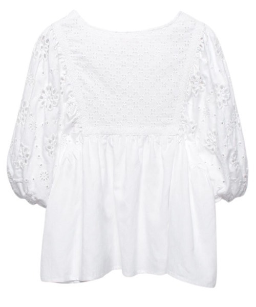 CREDONA（クレドナ）の「コンビレースフレアBL（シャツ/ブラウス・レディース・オフホワイト/ブラック・FREE）」の12枚目の写真