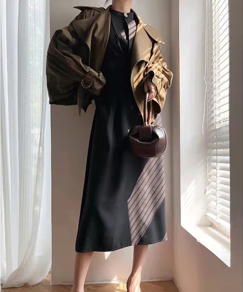 gossip!ロサンゼルス(ゴシップロサンゼルス)の「ハイウエスト切替え・スタイルアップワンピース(ワンピース・レディース・ブラック/オリーブ・S/L/XL/M)」の9枚目の写真